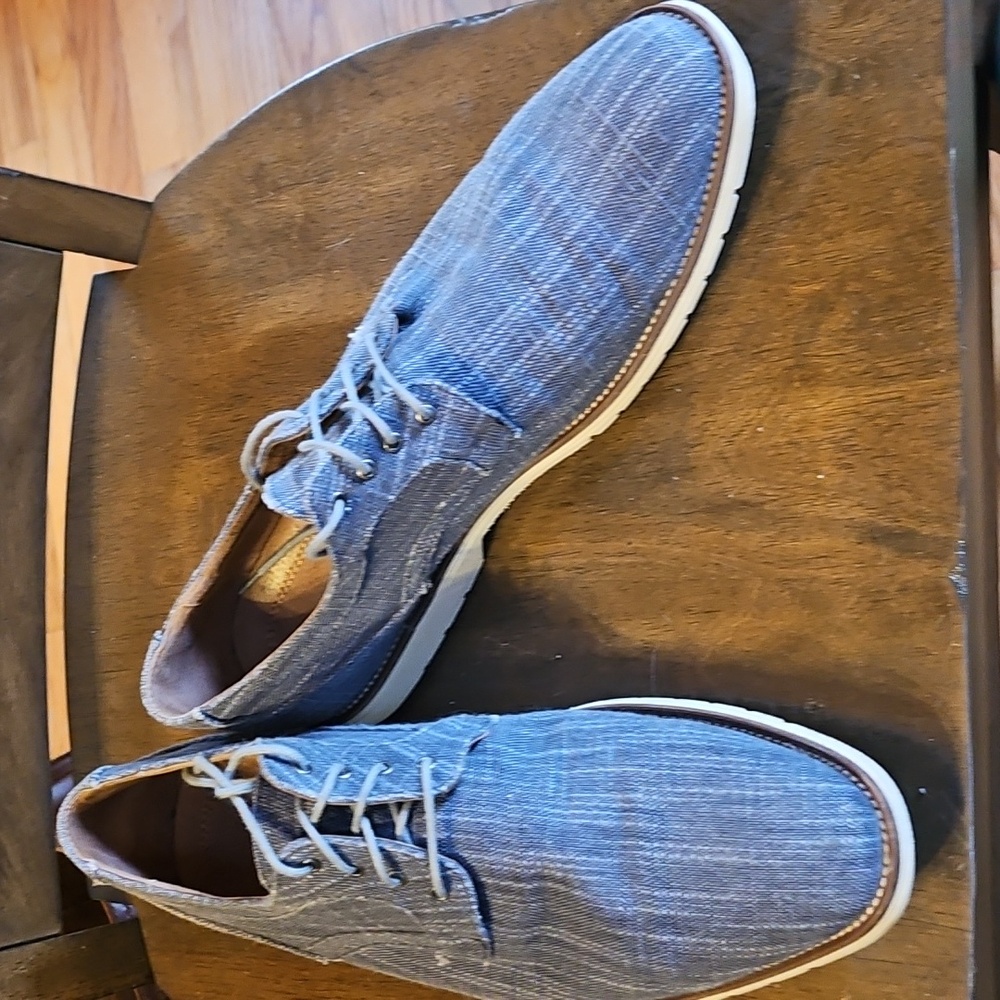 Stacy Adams Blue Fabric Denim Oxfords 14 M